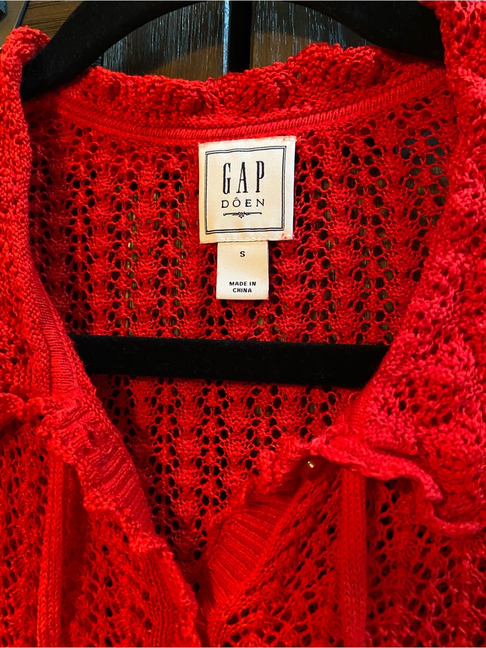 Gap X Doen Linen Blend Pointelle Short Sleeve Cardigan - Picture 5 of 6